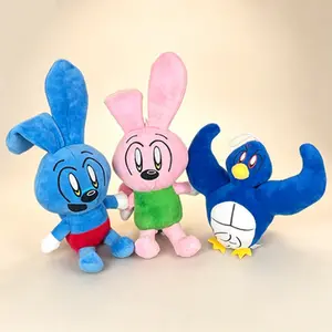 Quirky Cartoon Blue-Pink Rabbit Plush Toy Soft Cute Blue Bird Shaped Doll Creative Big-Eared Rabbit Home Decoration Pillow Gift