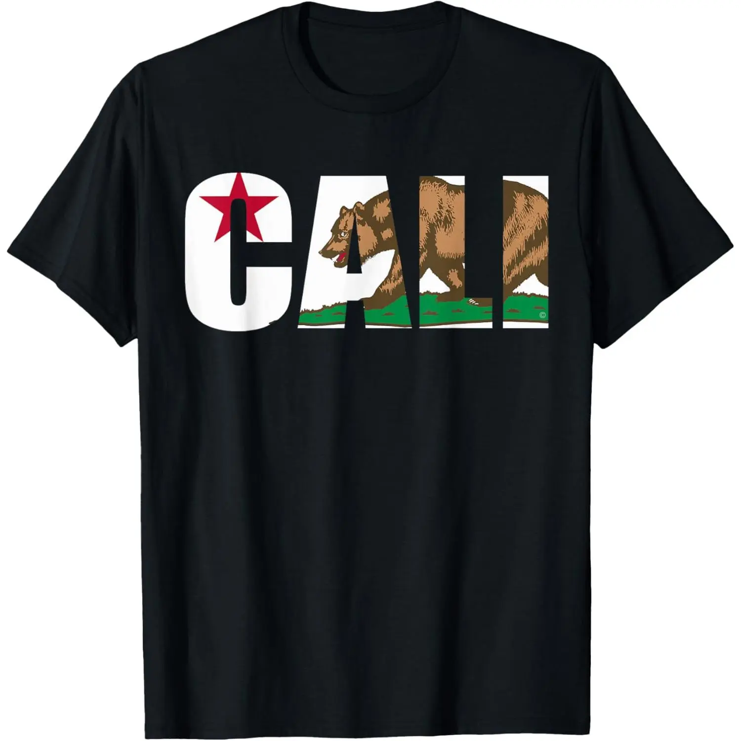 Men's Round Neck California Flag Graphic Print Cotton T-Shirt - Streetwear Natural Sports Casual Short Sleeve Top, Cali Designs, Home Love Family Theme Fashion Fabric, Moisture Absorb, Regular Fit, Short-Sleeve Tee, Machine Washable, No Irritation, Shorts
