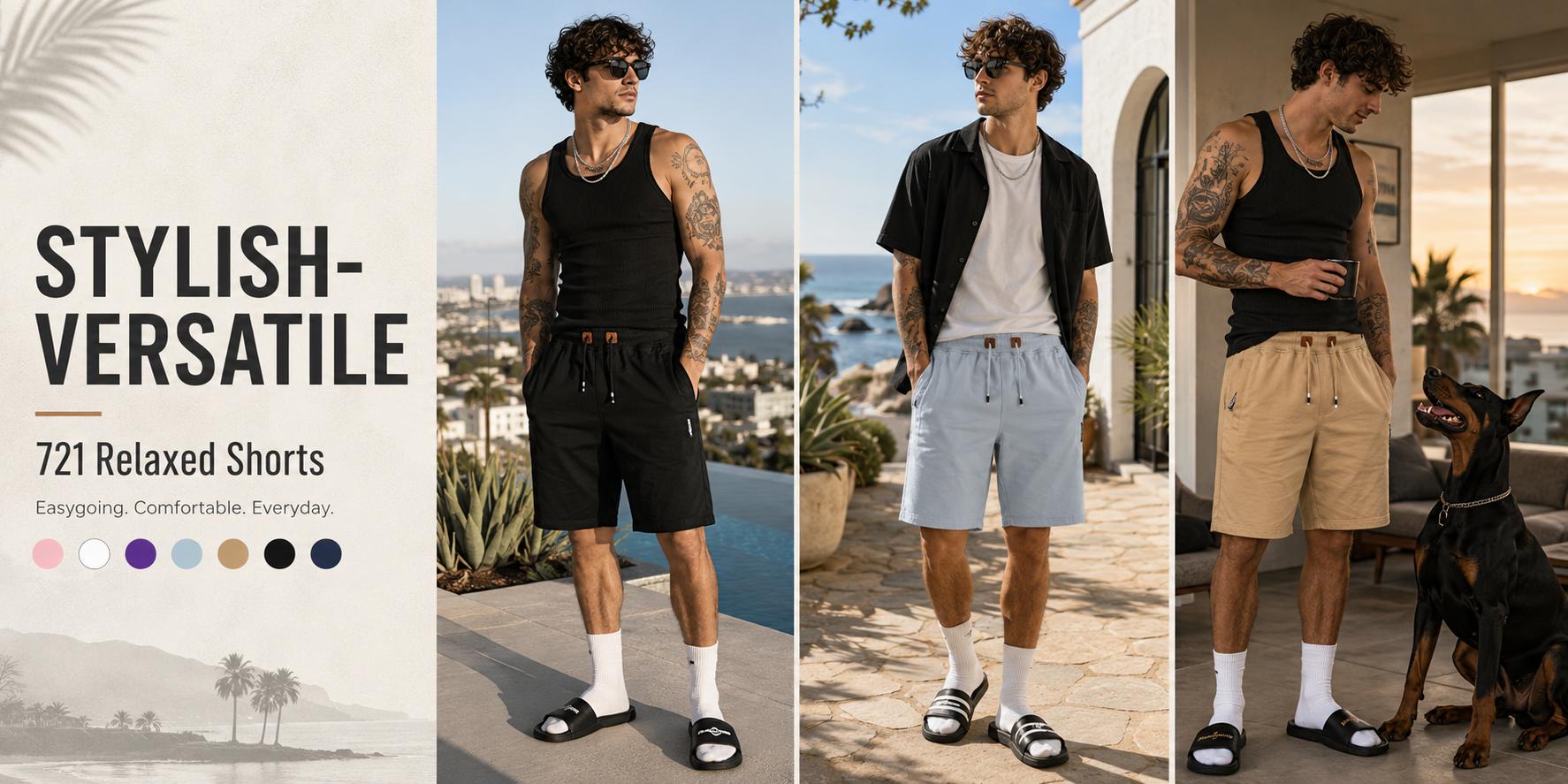 YUYANGDPB Men's 721 3-Pack Drawstring Shorts with Zipper Pockets, Elastic Waist Casual Lounge Shorts for Summer, Gym, Streetwear