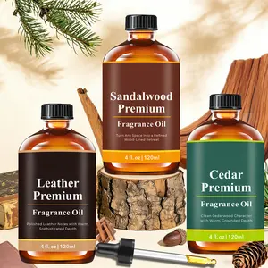 Cedar, Leather, Sandalwood Premium Fragrance Oil, Classic Men Scents 120ml Perfume Essential Oils for For Candles, Diffuser, Room Decor/ Humidifiers, Flavored Air- Self Ritual Office Cologne