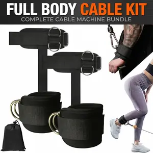 Premium Padded Ankle Straps & D-Ring Wrist Wraps, Ultimate Cable Machine Bundle for Bootsy Workouts, Weightlifting & Gym Use, Whole Body Workout