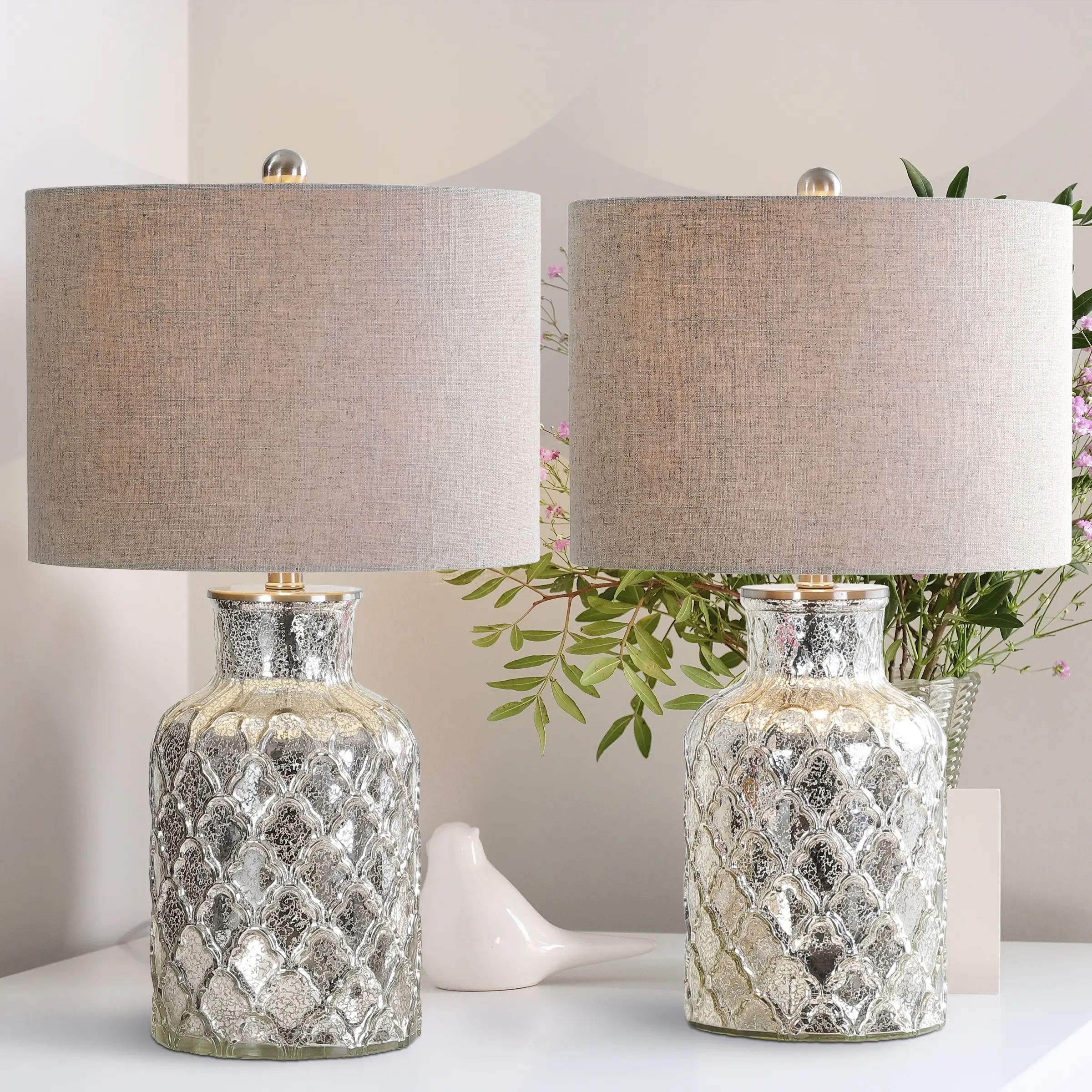 JONATHAN Y Alvord LED Glass Table Lamp , for bedroom, living room, foyer, hallways, dining room, dorms