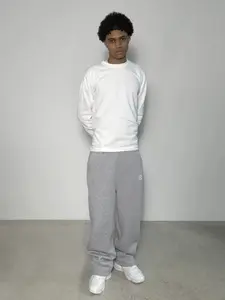 Spring & Fall Thick Casual Sports Zipper Embroidered Pants, Loose-Fitting Ankle-Length Long Street Style Trousers, Mid Waist Elastic Waist