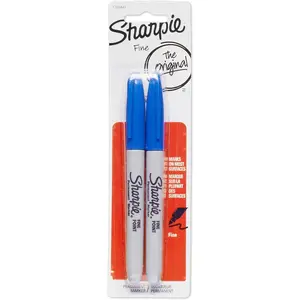 Permanent Markers, Fine Point, Blue, 2 Pack