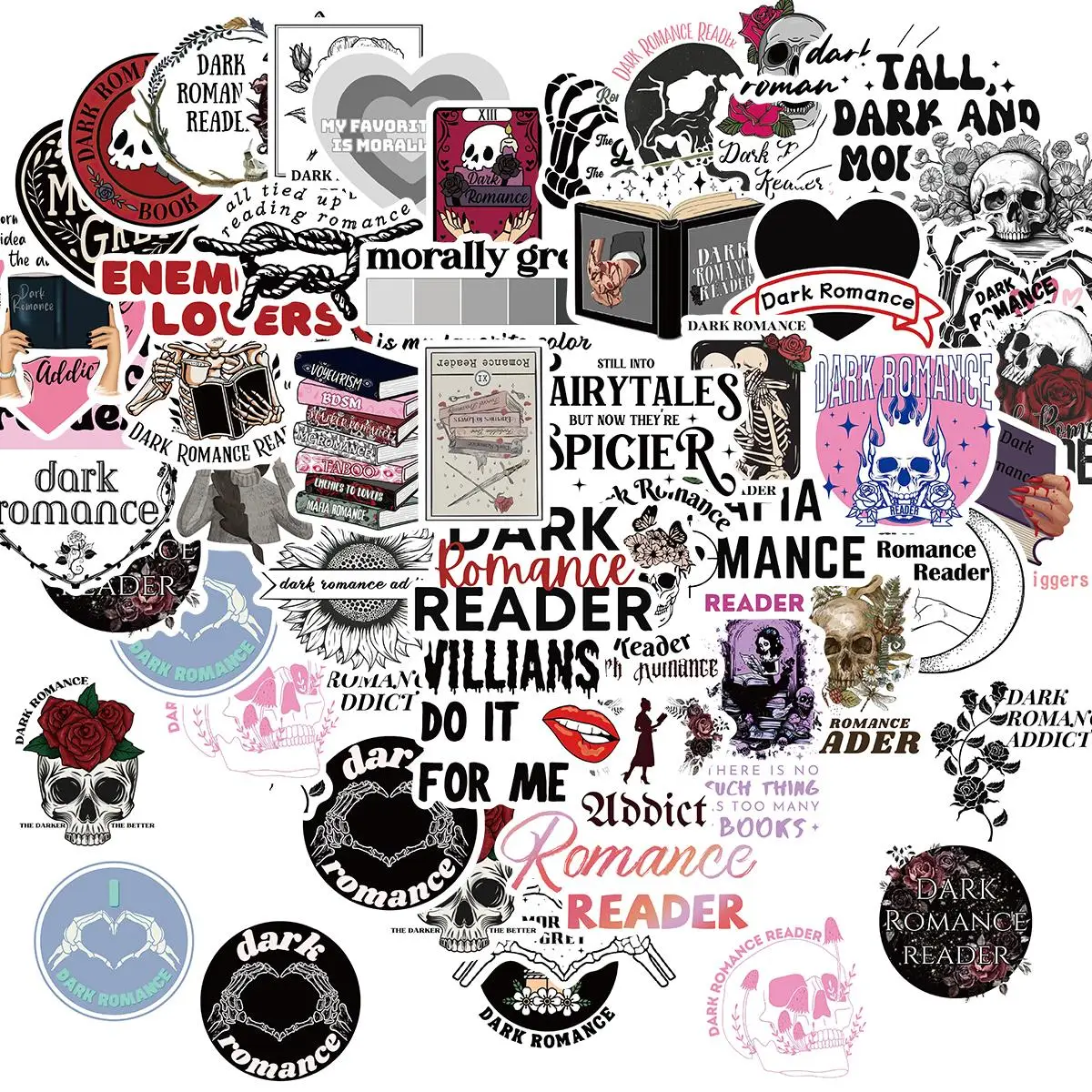 Dark Romance Sticker, 50pcs/set Bookish Reading Sticker, Romance Sticker for Adult, Book Lovers Gift, Office Stationery & Supplies