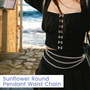 1 Count Women's Multilayer Metal Waist Chain, adjustable waist fits around most women's waistlines
