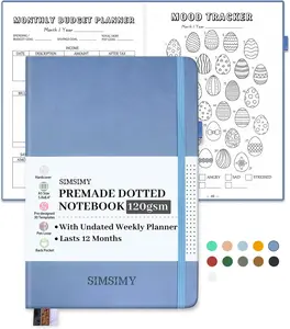 Premade Dotted Journal Notebook with Bullet Templates, Pre-made Dot Grid Journaling with Undated Weekly & Monthly Planner 12 Month Organization