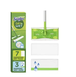 Swiffer Sweeper 2-in-1, Dry and Wet Multi Surface Floor Cleaner and Broom, Sweep and Mop Starter Kit