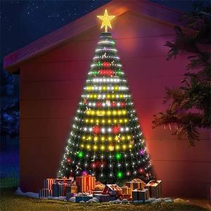 rgbic smart christmas tree waterfall lights, diy graffiti, remote & app control, voice recognition, timer, color adjustment
