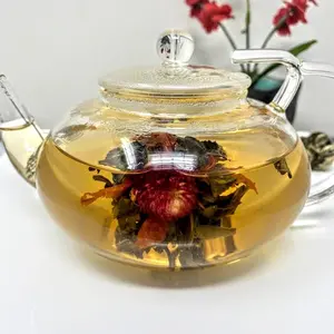 Glass Tea Pot – 400ml Clear Infuser with Nymph Ki Logo