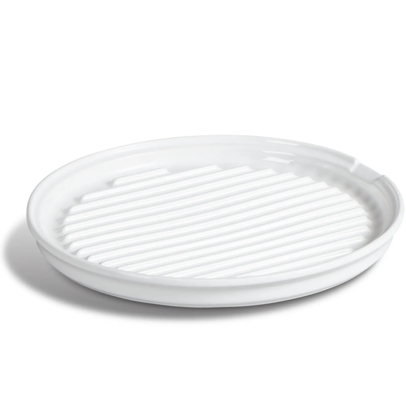 ONEMORE Microwave Bacon Tray Ceramic Bacon Cooker Meat Rack for Oven Cooking Crispy Bacon Maker - 11 inch Round Bacon Dish Plate,white