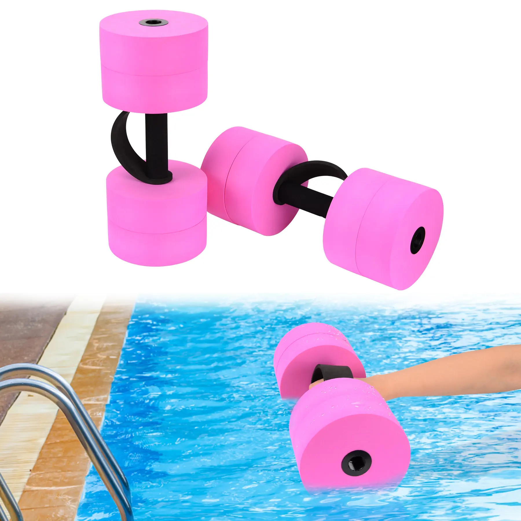 Aquatic Exercise Dumbbells, High-Density EVA Foam Pool Resistance Barbells for Aquatic Fitness, Workout Exercise & Training Equipment (4 Pool Weights Included), Exercise Equipment, Home Workout Equipment