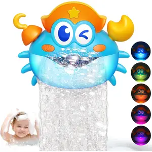 B001-X Bath Toys,Crab Baby Bath Toys Light Up Bath Bubble Machine with Colourful RGB Light Great Birthday Gift for Boys and Girls Toddler Toy for Kids Ages 1-3 4-8