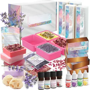 Soap Making Kit - Glycerin & Shea Butter Soap Base, Soap Molds, Dried , Fragrances, Dye - DIY Craft Kit for Adults &