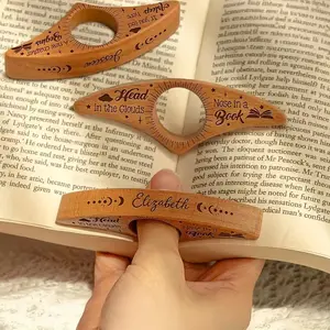 Wooden Beechwood Book Page Holder Thumb Bookmark, Handmade Reading Ring. Birthday & Valentine's Day Gift for Book Lovers Teachers, Gift for Readers. Unique Reading Accessories