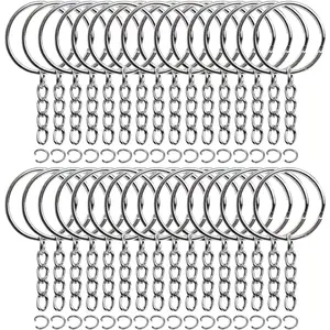 50pcs Bulk Keychain Detachable Keychain Ring with Chain, Keychain, Keychain Parts with Open Jump Ring and Connector Keychain Chain Jump Ring