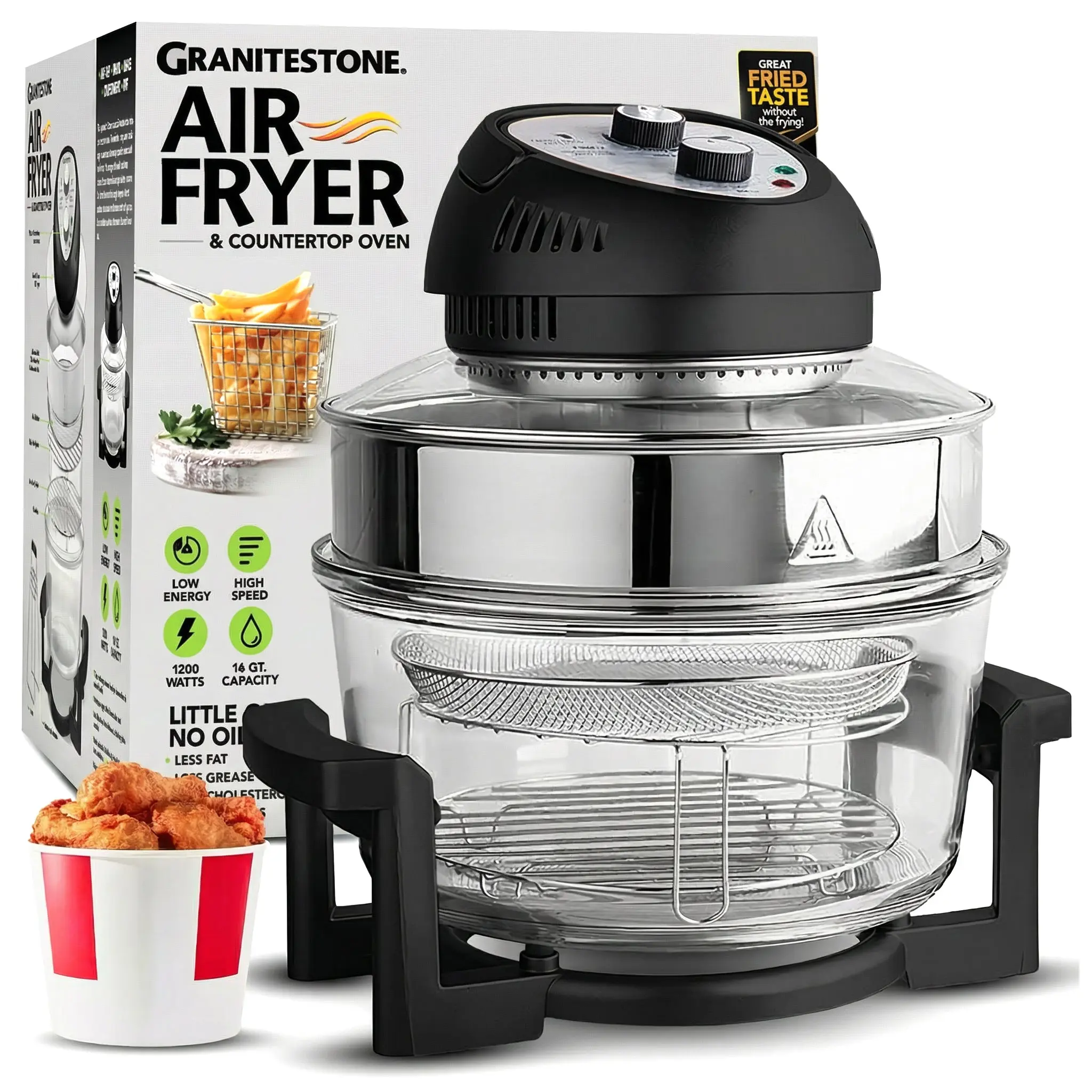 Granitestone 16 Quart Extra Large Air Fryer - Oil-Less Crispy Cooking for Healthier Meals Granitestone 16 Quart Extra Large Air Fryer - Oil-Less Crispy Cooking for Healthier Meals