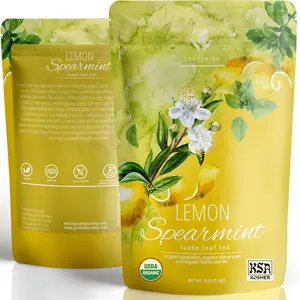 Gardenika Organic Lemon Spearmint Herbal Loose Tea - Caffeine-Free Natural Blend - 4 oz - Beverage
