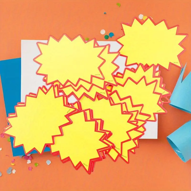Retail Price Sign, 100pcs/set Blank Burst Labels for Retail Stores, Grocery, and Supermarket, Blank Explosion Sticker, Price Sign for Supermarket, Adhesive Stickers, Sticky Labels