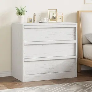 3 Drawer Nightstand for Bedroom, 30in Tall Small End Side Table with Large Storage & Anti-Tip Design, Modern Bedside Table Organizer for Living Room, Entryway - White