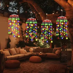 4pcs Solar Hanging Outdoor Lights, Wind Chime Decorative Lamp, Outdoor Solar Garden Lanterns, Romantic Valentine's Day Atmosphere, 8 Lighting Modes, Garden Patio Yard, Durable Waterproof Light