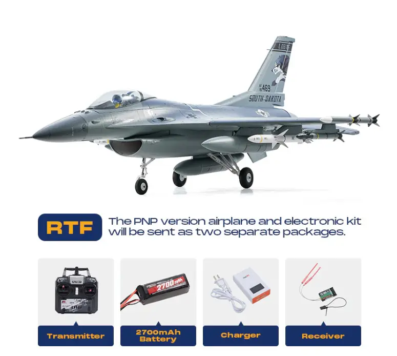 FMS EDF Jet 64mm F-16 Fighting Falcon RTF/PNP  （RTF = plane, remote, battery battery charger，PNP=Transmitter, receiver, battery and charger not included），Hobby grade、adult hobby toy、outdoor flying、racing aircraft，Beginner RC Plane
