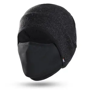 2 in 1 Winter Thermal Beanie Hat, Windproof Warm Skull Hat, Helmet Liner Face Mask, Cold Weather Headwear for Skiing Snowboarding Cycling Motorcycle Sports Hat