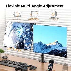 Dual Monitor Stand, Heavy Duty Adjustable Monitor Arm Desk Mount for 2 Screens up to 32 Inches, Tilt, Swivel, Rotate, Supports 22 lbs per Monitor Arm MD97442