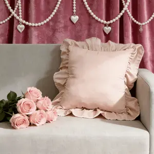 Vintage Ruffled Pillowcase, Anti-Allergy Polyester Fiber, Size 18x18 Inch, Zipper Closure Design, Princess Style Home Decor