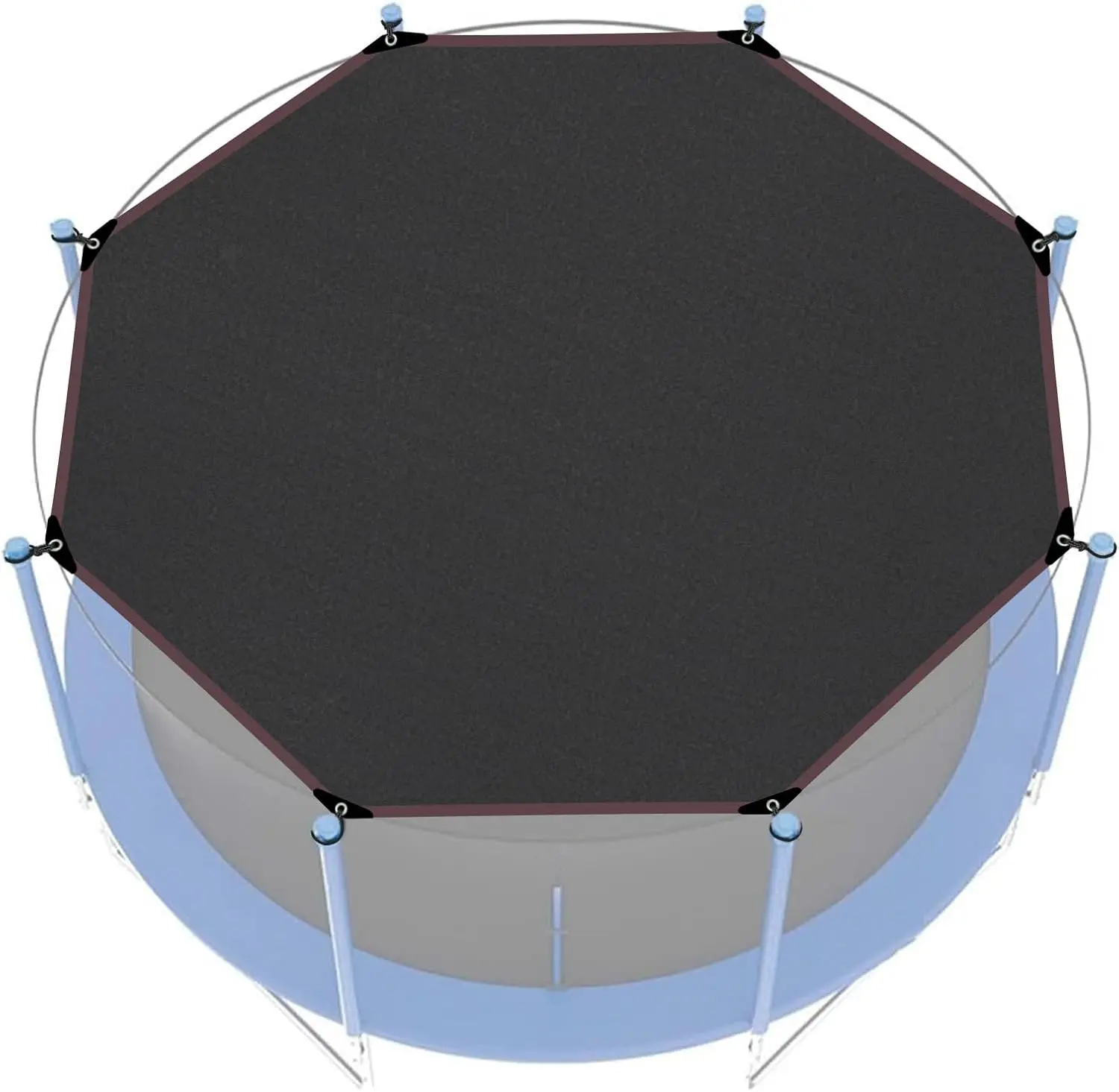 Trampoline Shade Cover, Diameter 305 cm for 10FT 8 Poles, UV-Resistant, Waterproof, Multifunctional Trampoline Cover Tent Tool for Picnics, Backyards(10FT 8 Poles)