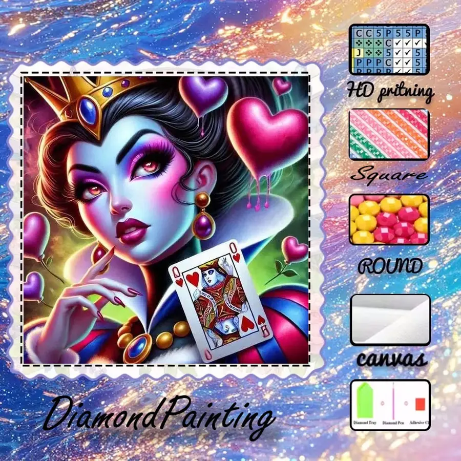5D-DIY Kits, Handmade gifts, flocking canvas, diamond art tools, diamond painting kit, crown, heart, fairy dust diamonds, crystal diamonds, perfect home decoration, handmade diamond art painting kit, special craft diamond art kit