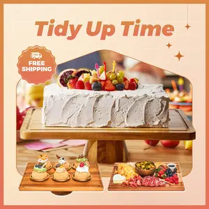 2-in-1 Cake Stand & Charcuterie Board Acacia Wood Unbreakable Acrylic Dome Trending Party Wedding Bakery Display Anti-Slip Scratch-Proof Design‌