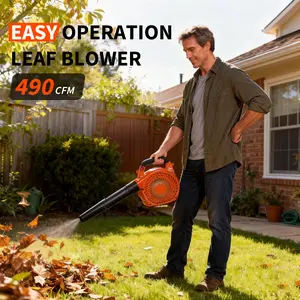 Powerful 28CC Gas Handheld Leaf Blower – 2-Stroke , 490 CFM 180 MPH – Lightweight Outdoor Blower for Lawn, Yard, Driveway, Light Snow Removal
