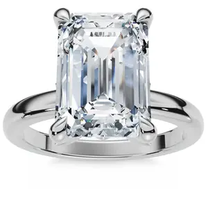 2.05Ct Emerald Cut Certified Diamond Hidden Petal Engagement Ring Gold Lab Grown