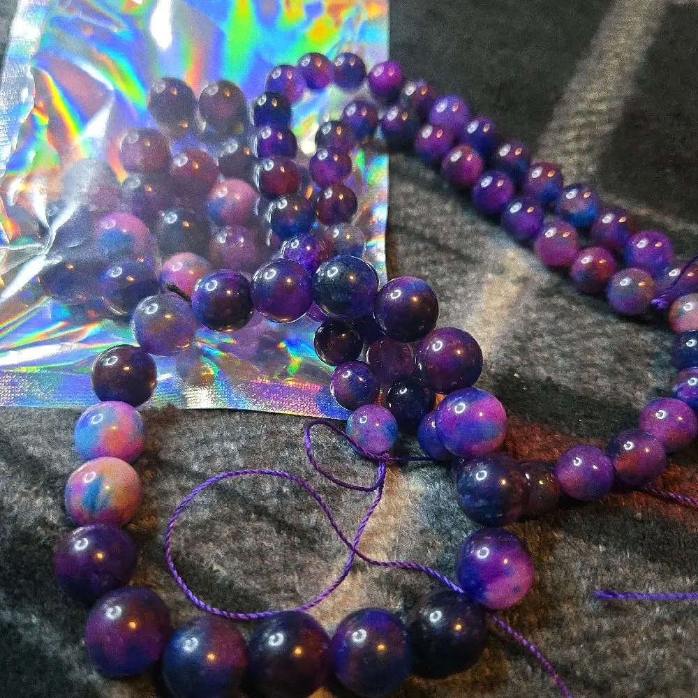 Sugilite Natural Stone Bead Bracelet 8/10mm - Real Natural Stone with Multiple Cotton Candy Colors and Simple Design