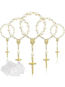Mini Prayer Beads Set (contains Yarn Bag), Baptism Favors, Wedding Party Gifts, Table Decorations, All Seasons, 4.5 Inches, Religious Supplies, Stylish Religious Decor
