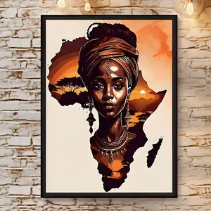 Modern African Tribal Women Canvas Art Print - Frameless, Waterproof Abstract Wall Decor for Living Room, Bedroom, Office, Dining & Bar - Unique Creative Gift, 30.48x40.64 cm, Perfect for Room Decor