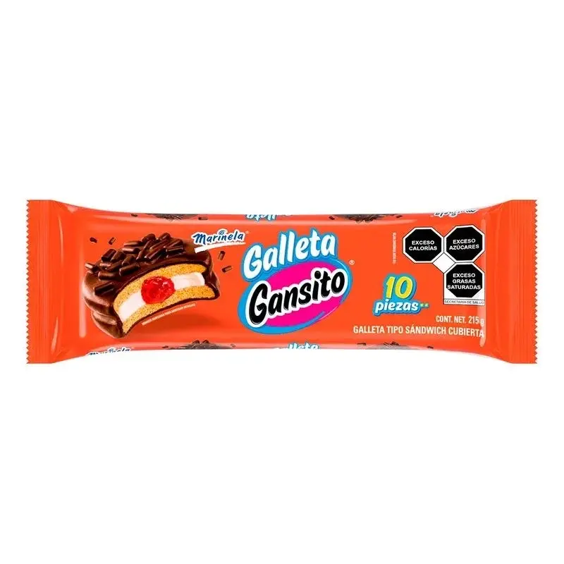 Galleta Gansito 10pz - Mexican Filled Cookie Snack with Chocolate Flavor - Biscuits, Cooky