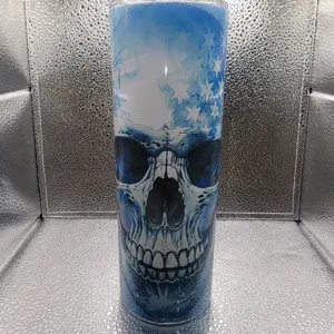 Back the blue skull tumbler