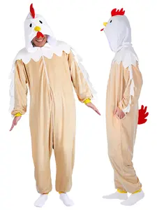 Animal Onesie Costume for Adults - Cozy Farm-Themed One-Piece Pajamas with 3D Hood for Halloween, Cosplay & Party Loungewear