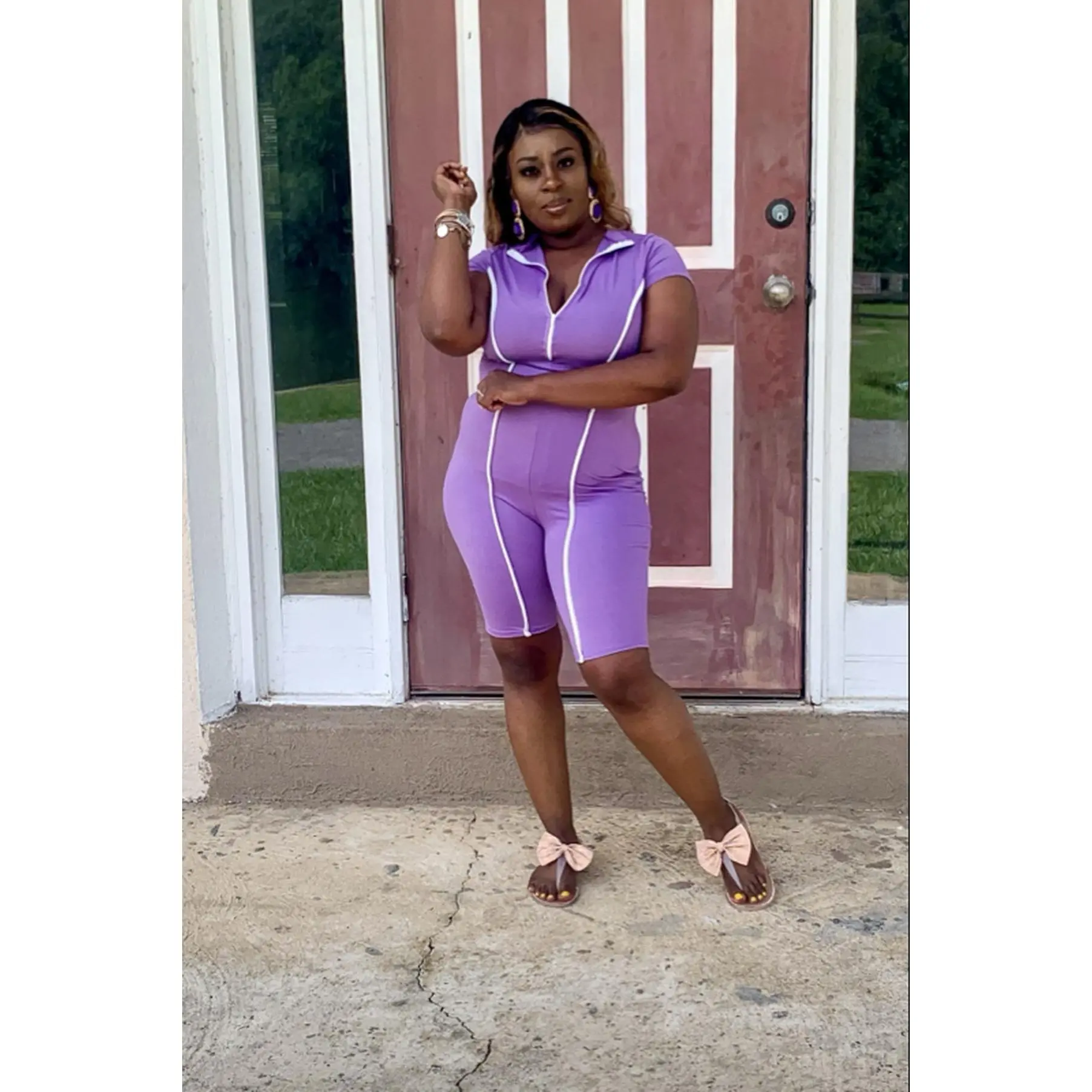Purple Fitted Jumpsuit - Sleeveless Solid Color Regular Fit for Women - Comfortable & Trendy for Spring & Summer Casual Wear