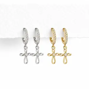 Infinity Cross Dangle Hoop for Girl's with Cubic Zirconia Accents