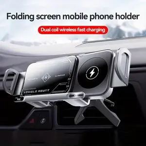 Vehicle Automatic phone holder for car , folding screen phone/tablet stand 15W wireless charger, 90-degree rotation, installed on car air outlet/center console, suitable for Samsung Galaxy ZFold6/5/4/3 Galaxy Z Fold/Notes other wireless charging phones