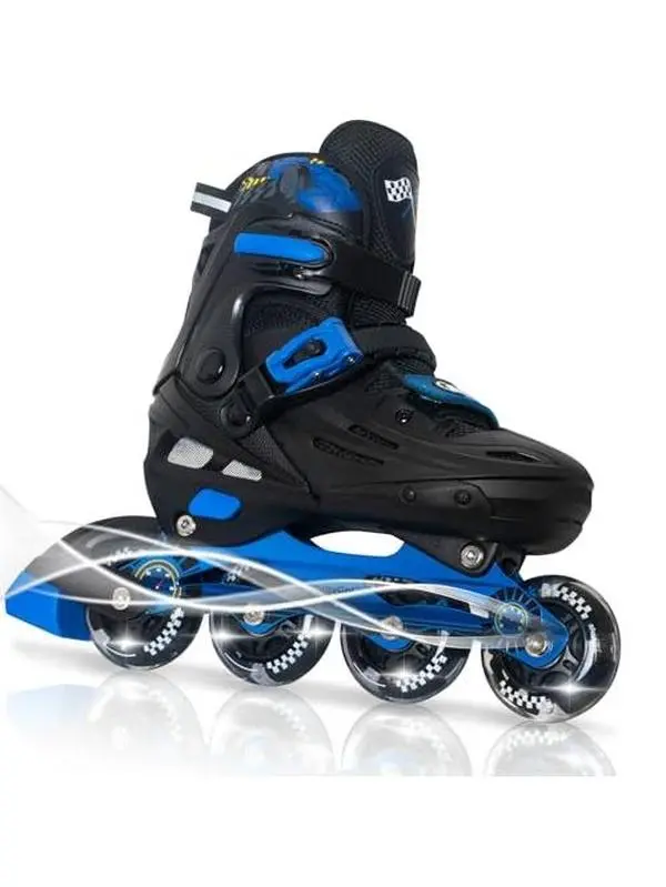 Nattork 4-Size Adjustable Inline Skates for Kids Teens Men Women, Beginner Blades Roller Skates, Indoor Outdoor Adjustable Skating Gear for All Ages