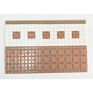 Dollhouse HALF SCALE Wall Tiles Embossed Rust White Green 1:24 Scale World Model