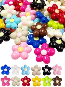 Night Glow Acrylic Cute Flower Beads 100pcs, Multiple Colors Available, DIY Charms Making Supplies, DIY Key Chain Phone Chain Making