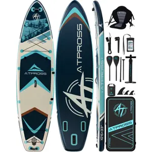 [Spring Glow Up] 10'6''x33''Inflatable Stand Up Paddle Board, 400lbs Extra Wide Stand Up Paddleboard with Kayak Seat, Anti-Slip EVA Deck Premium SUP Accessories Kit, Non-Slip Stable Deck Boat for Yoga Fishing Surf