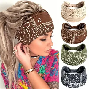 4pcs Paisley Pattern Knot Design Hair Band, Boho Wide Elastic Hair Band For Gym Workout, Hair Accessories For Yoga Wear, Knotted Headband Boho Polyester.