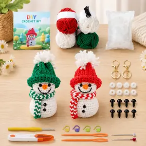 Cute Snowman Crochet Kit for Beginners – Make This Cute Plush!- Full Craft Set withVideo Guides, Yarn & All You Need to Start Cotton Yarn feather crochet