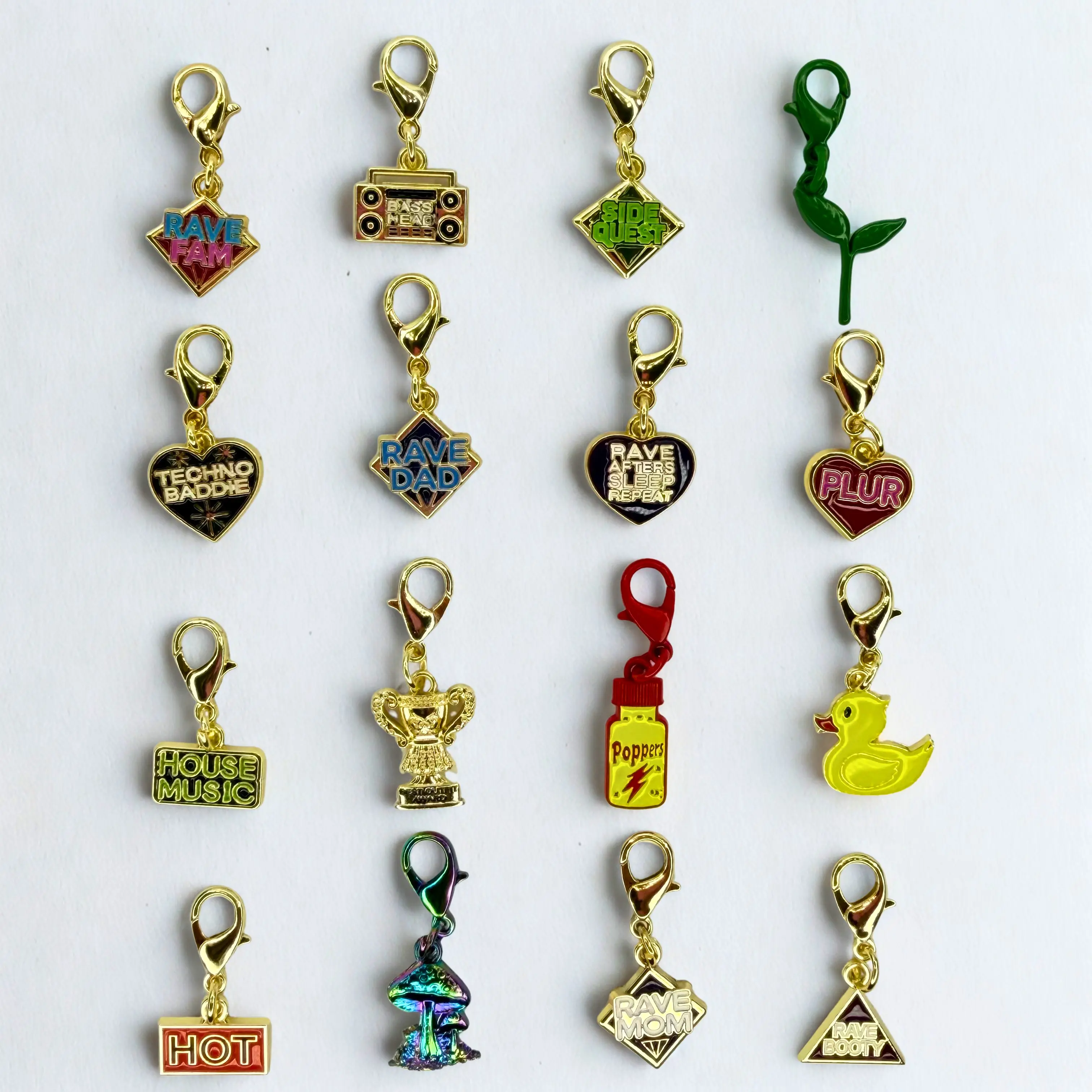 Rave Charms 16 PC Plus Bracelet Trinkets and Gifts for Festivals EDM Charms Versatile Stylish Design Perfect for Ravers sprouts rave gift